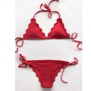 NWT CupShe Red Halter Bikini Set